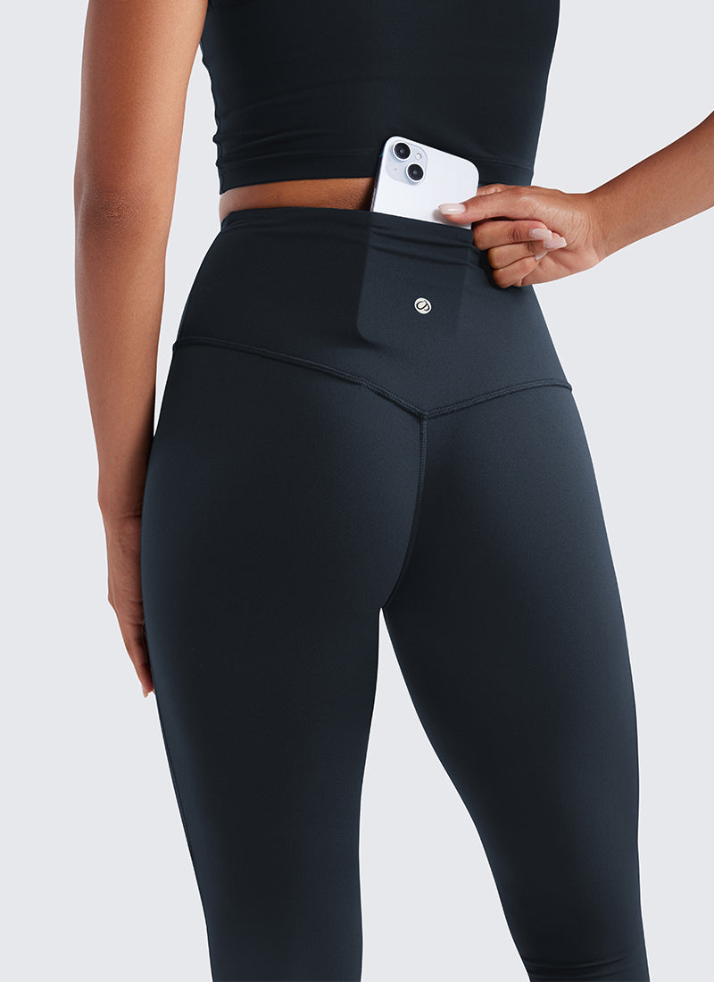 CRZ YOGA Nữ  Quần legging ống loe ngắn có túi, cạp cao, màu Butterluxe , cỡ 33