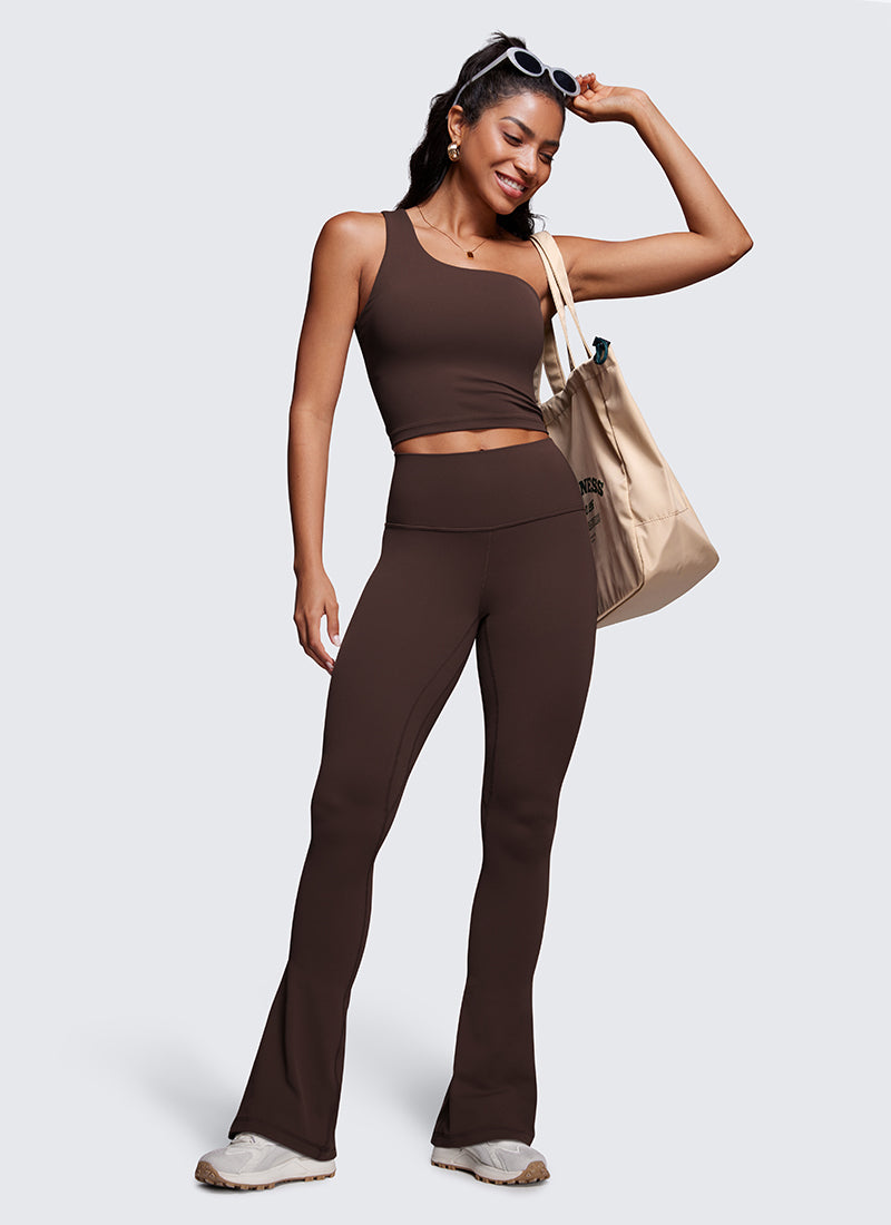 CRZ YOGA Nữ  Quần legging ống loe ngắn có túi, cạp cao, màu Butterluxe , cỡ 33