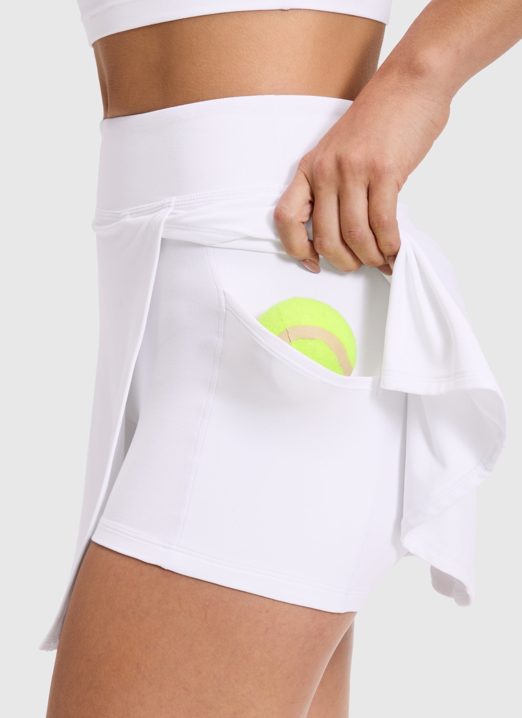 CRZ YOGA - Váy golf nữ dáng A-line cạp cao có xẻ bên, chất liệu vải " Butterlift ", chiều dài 14 inch, màu trắng
