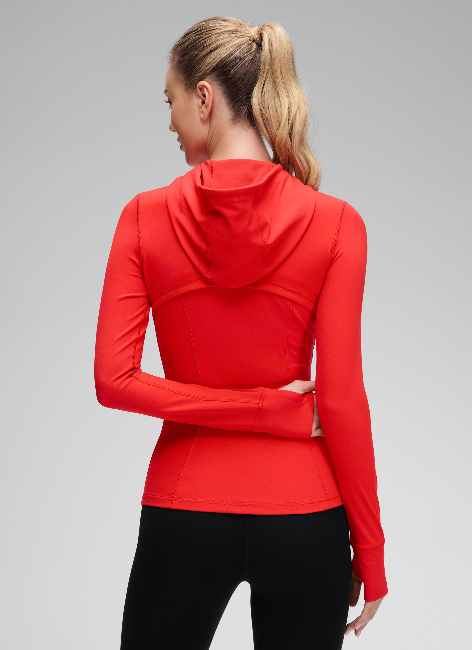 Áo hoodie CRZ YOGA dành cho nữ, kiểu dáng ôm sát ( Butterluxe ), có túi, khóa kéo toàn bộ, màu đỏ sẫm