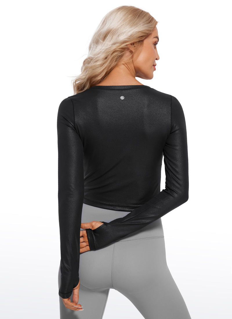 CRZ YOGA Quần legging yoga tay dài Butterluxe dành cho nữ Màu Đen Da Cổ Điển
