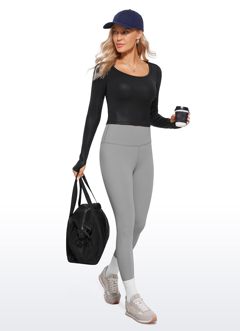 CRZ YOGA Quần legging yoga tay dài Butterluxe dành cho nữ Màu Đen Da Cổ Điển