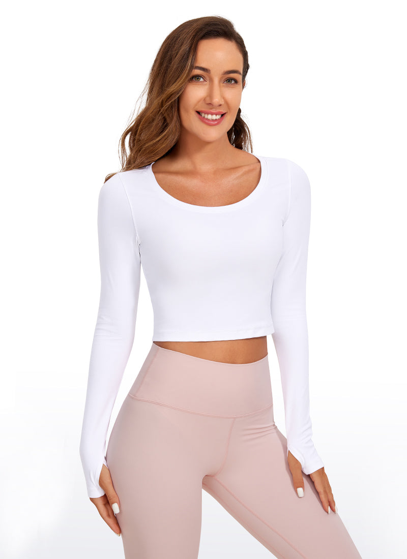 CRZ YOGA Quần legging yoga tay dài dành cho nữ, mẫu “ Butterluxe ”, màu trắng