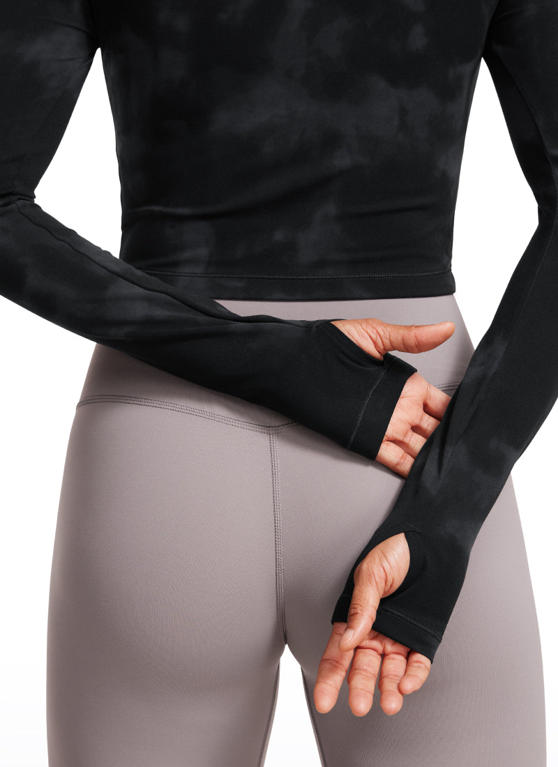 CRZ YOGA Quần legging yoga tay dài Butterluxe dành cho nữ Màu đen in hoa kiểu tie-dye