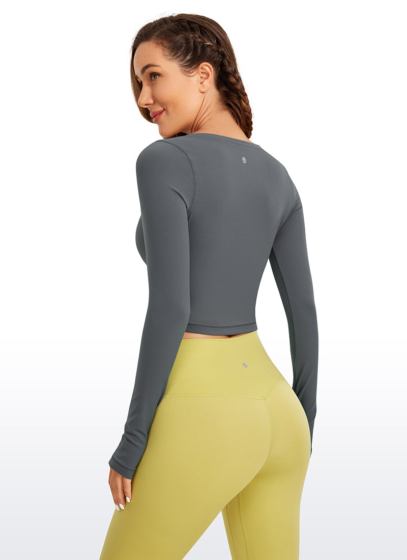 CRZ YOGA Quần legging yoga tay dài Butterluxe dành cho nữ, màu Lava Smoke Grey