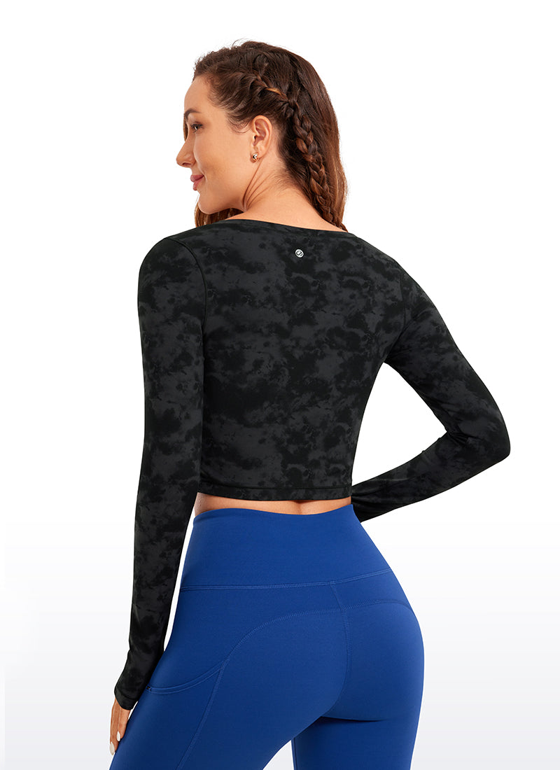 CRZ YOGA Quần legging yoga tay dài Butterluxe dành cho nữ, họa tiết Tie Dye Smoke Ink